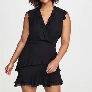 Parker Tangia Black Silk Ruffle Dress V Neck Party Wedding Formal Semi 8